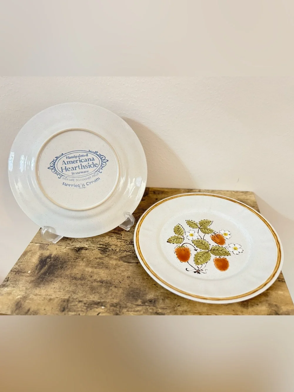 Americana Hearthside “Berries ’n Cream” Handpainted Stoneware | Set of 2